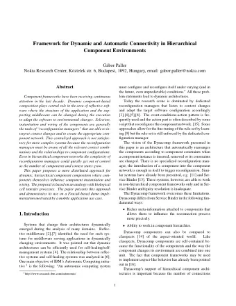 Framework for Dynamic and Automatic Connectivity in Hierarchical  Component Environments  G  abor