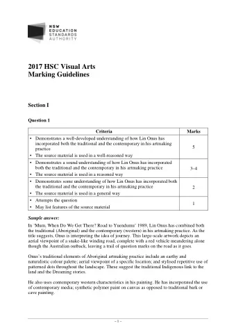 2017HSCVisualArts  MarkingGuidelines  SectionI  Question1  Criteria  Marks   Demonstrates