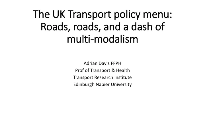 the uk transport policy menu