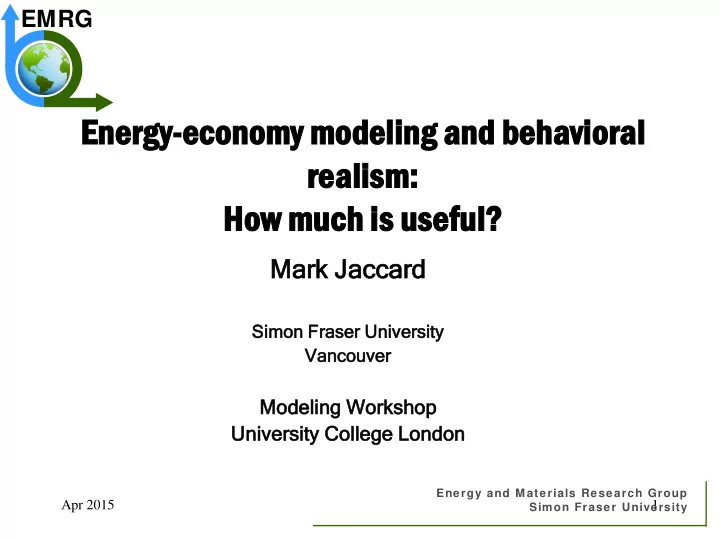 en energ rgy ec econ onomy my mo modeli ling and behavi