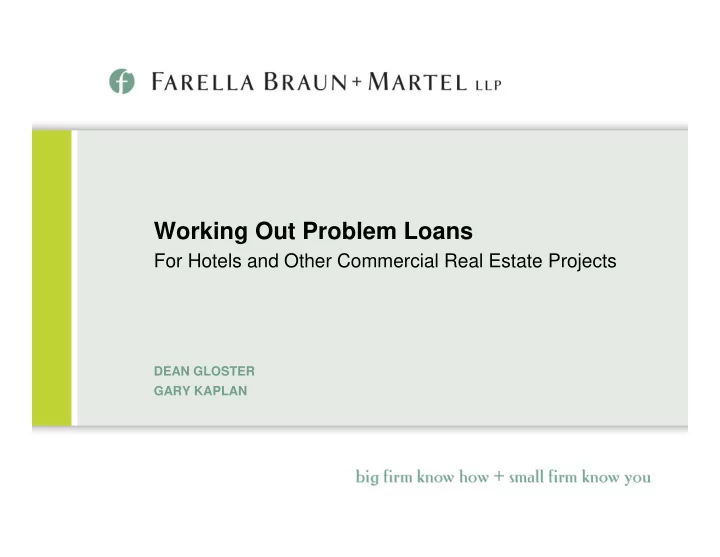 working out problem loans