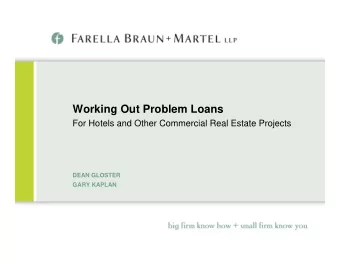 Working Out Problem Loans  For Hotels and Other Commercial Real Estate Projects  DEAN GLOSTER  GARY