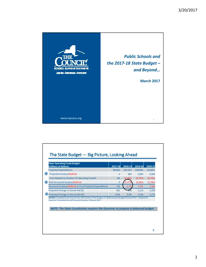 public schools and the 2017 18 state budget and beyond