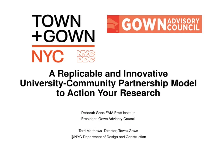 a replicable and innovative university community