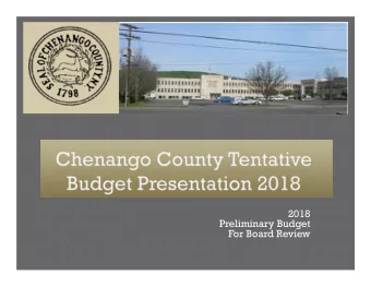 2018  Preliminary Budget  For Board Review  1) Have a balanced budget using reasonable revenue and