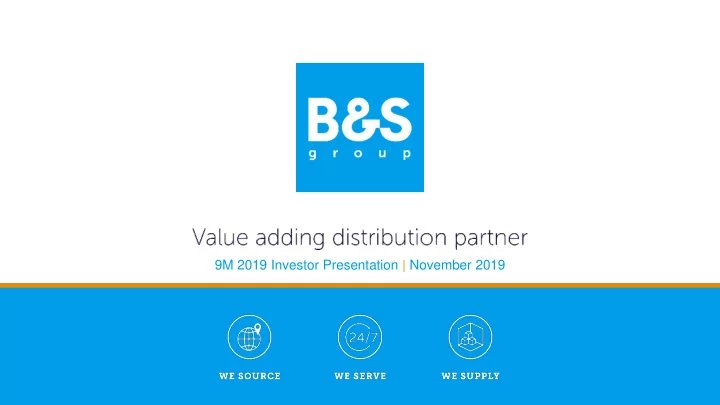 9m 2019 investor presentation november 2019