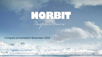 Company presentation November 2019  Product, Innovation and Realization includes  Product,