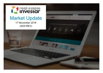 Market Update  17 November 2016  (ASX:REV)  Important notice and disclaimer  This presentation