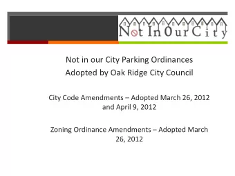 Overview    Amendments to the Code of Ordinances (City Code)    On-Street Parking Amendments