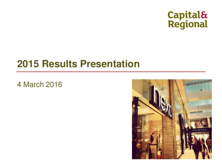 2015 results presentation