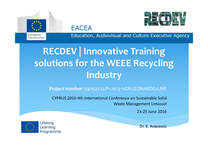 recdev innovative training solutions for the weee
