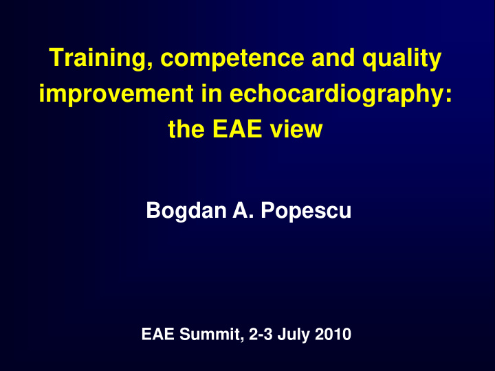 training competence and quality improvement in