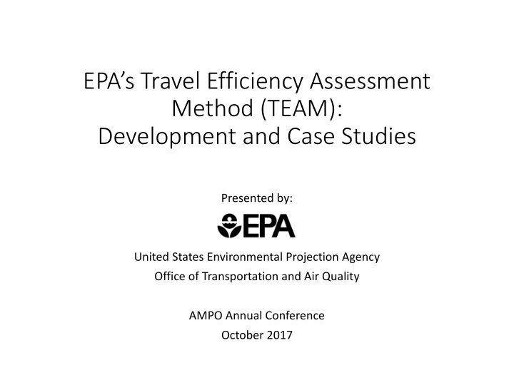epa s travel efficiency assessment