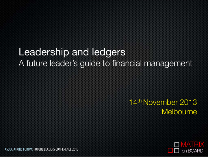 leadership and ledgers