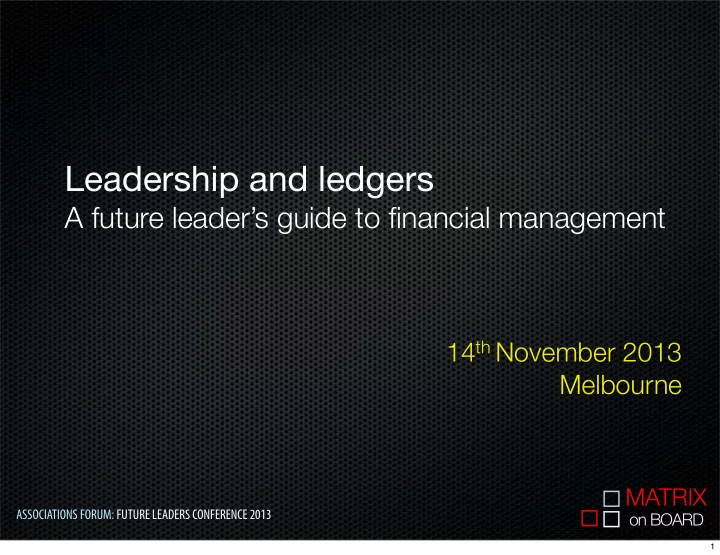 leadership and ledgers