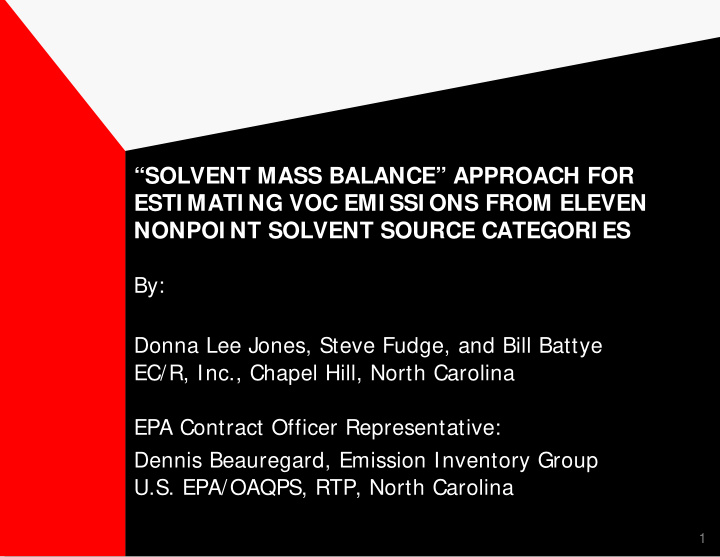 solvent mass balance approach for