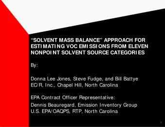 SOLVENT MASS BALANCE APPROACH FOR  ESTI MATI NG VOC EMI SSI ONS FROM ELEVEN  NONPOI NT