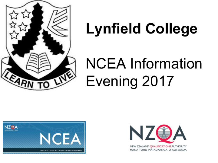 lynfield college ncea information evening 2017