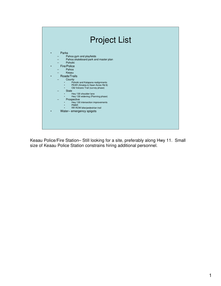 project list