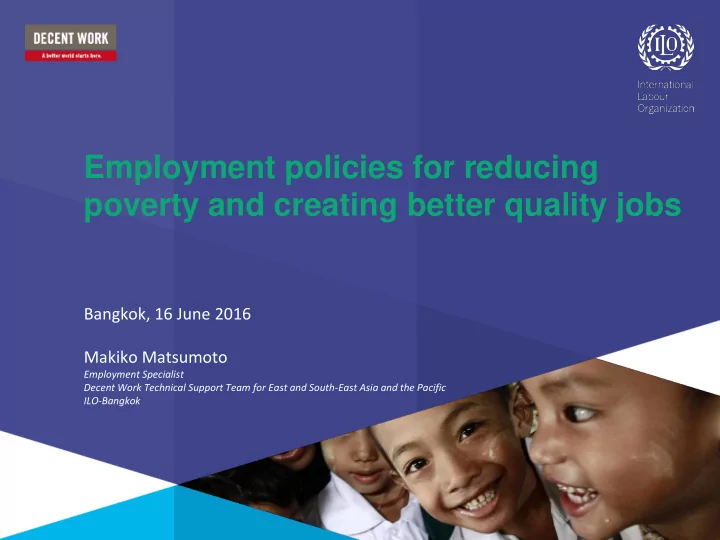 employment policies for reducing poverty and creating