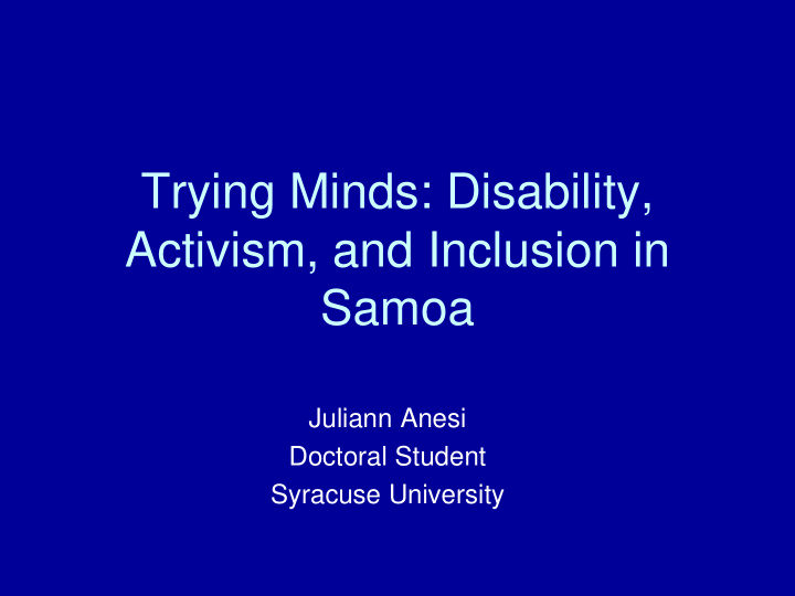 trying minds disability activism and inclusion in samoa