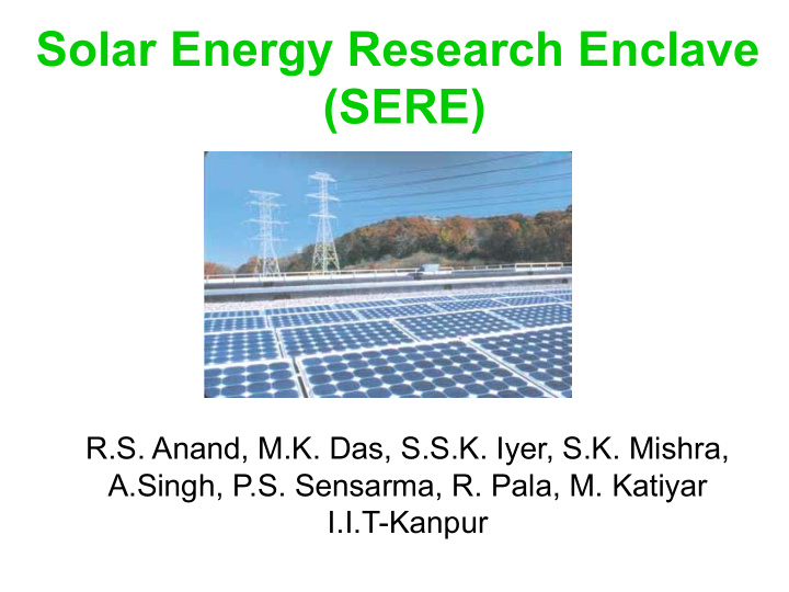 solar energy research enclave sere