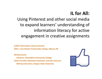 IL for All: Using Pinterest and other social media to expand learners understanding of
