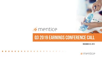 Q3 2019 Earnings Conference Call  Q3 2019 Earnings Conference Call  November 25, 2019  November 25,