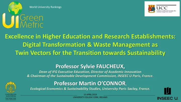 twin vectors for the transition towards sustainability