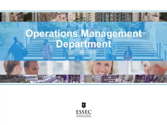 Operations Management  Department  01/09/2015    1  - Operations Management Department