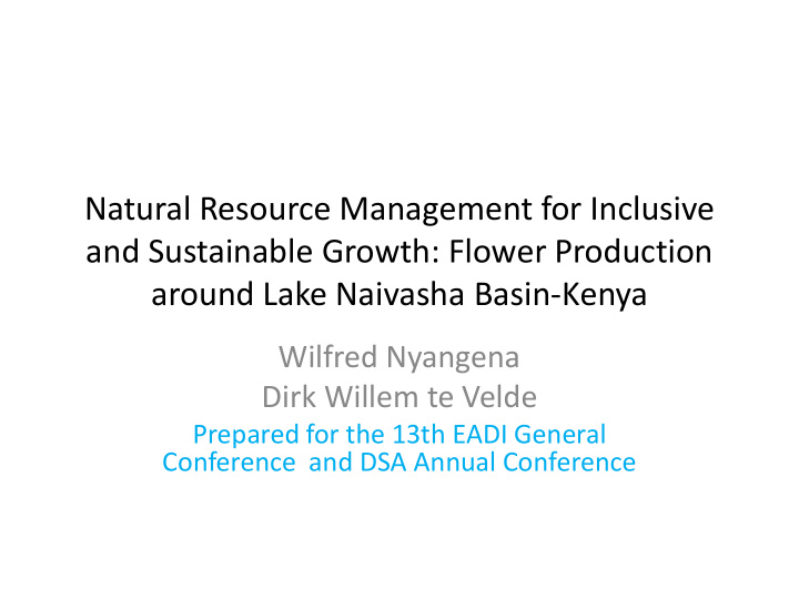 natural resource management for inclusive and sustainable