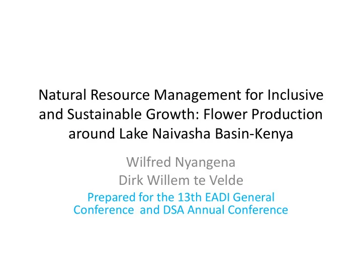 natural resource management for inclusive and sustainable
