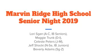 Marvin Ridge High School  Senior Night 2019  Lori Sgan (A-C, IB Seniors),  Maggie Trunk (D-I),