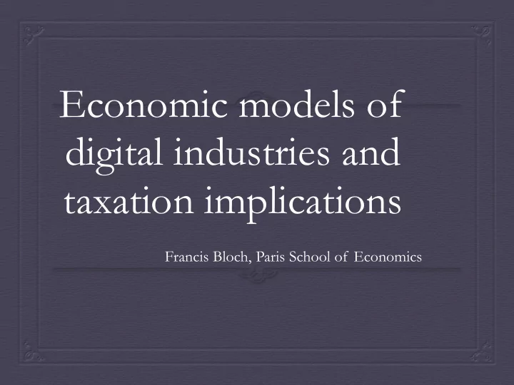 economic models of