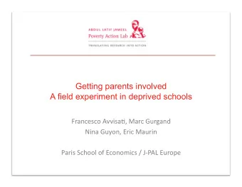 Getting parents involved  A field experiment in deprived schools