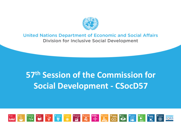 57 th session of the commission for social development