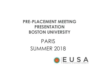 PARIS  SUMMER 2018  THE PARIS TEAM  Jon Hutchinson, Director  Kim Baudry, Placement  Manager