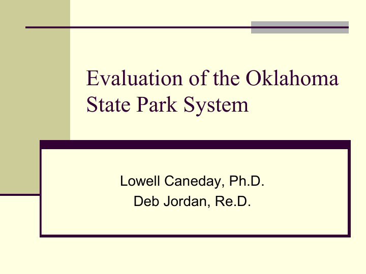 evaluation of the oklahoma state park system