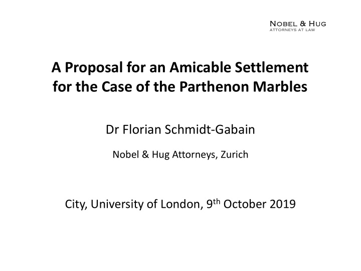 a proposal for an amicable settlement