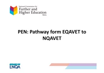PEN: Pathway form EQAVET to  NQAVET  Quality Assurance  Quality Assurance aims at safeguarding