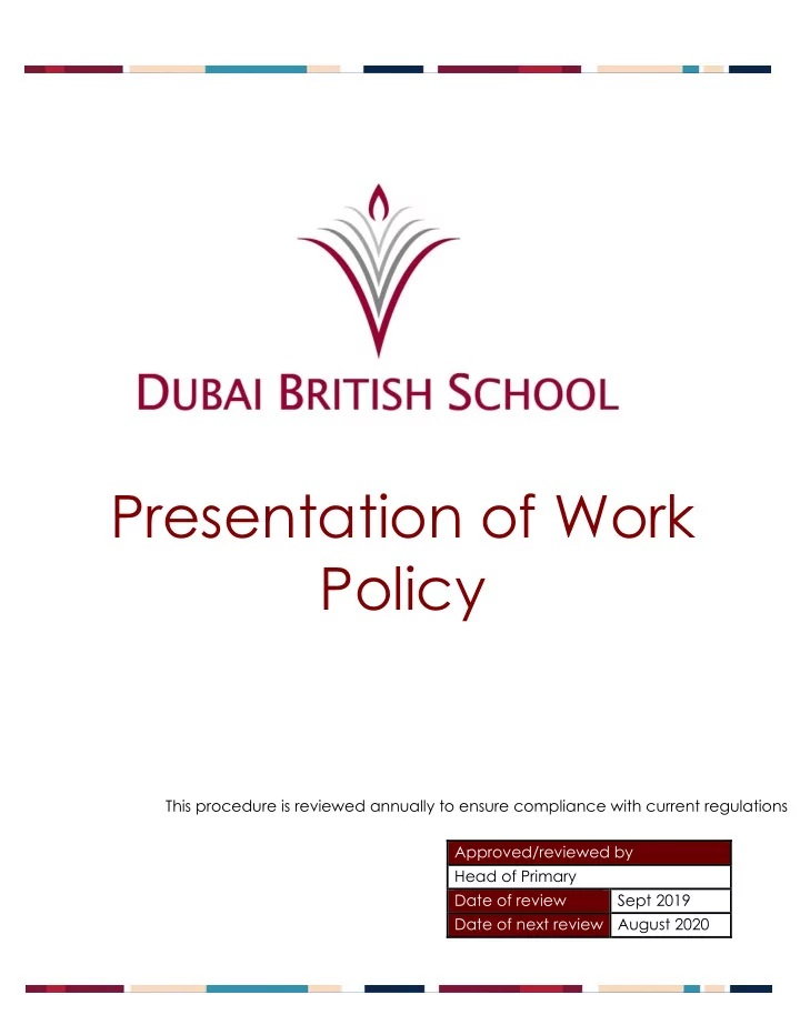 presentation of work