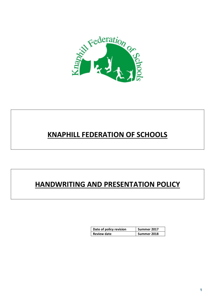 knaphill federation of schools handwriting and