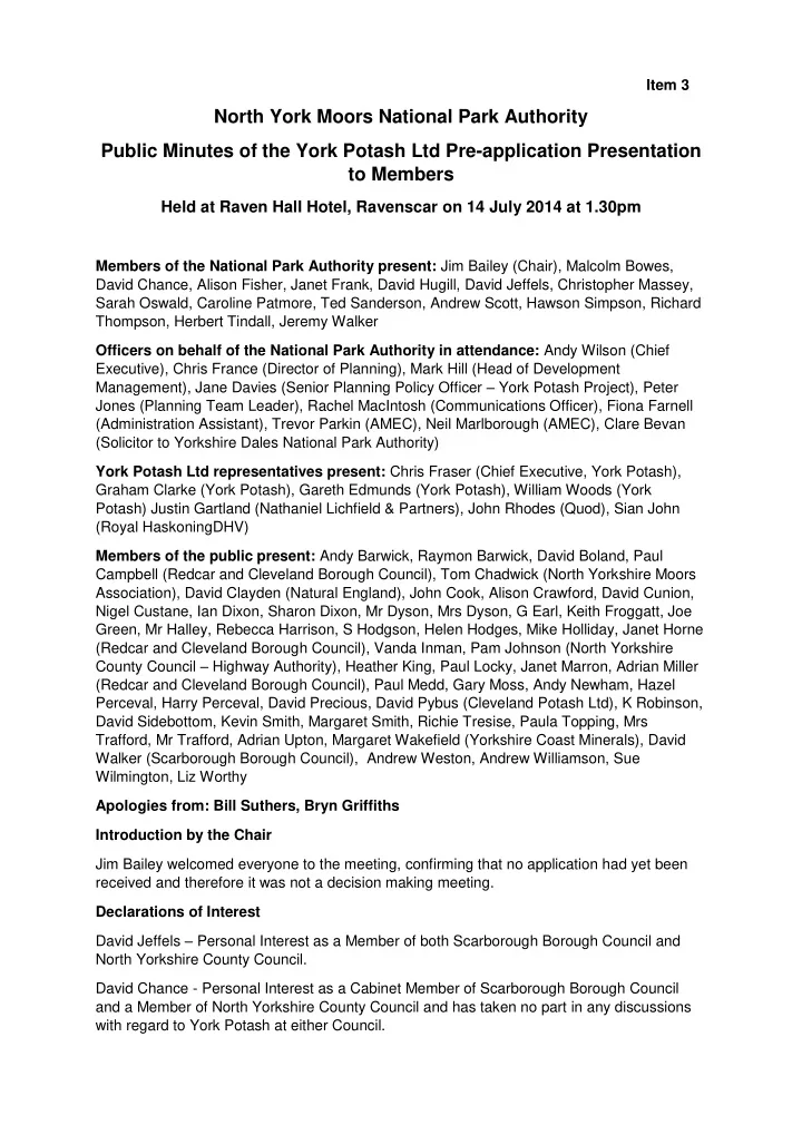 north york moors national park authority public minutes