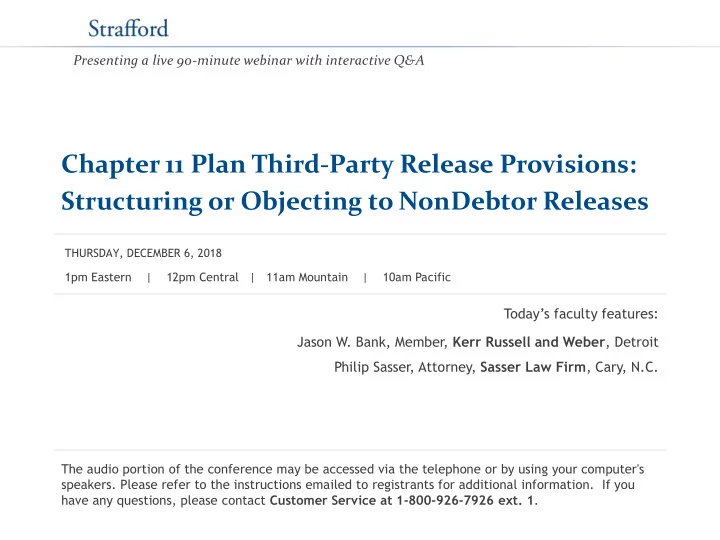 chapter 11 plan third party release provisions
