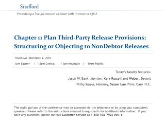 Chapter 11 Plan Third-Party Release Provisions: Structuring or Objecting to NonDebtor Releases