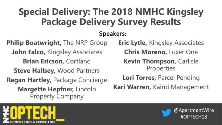 special delivery the 2018 nmhc kingsley package delivery