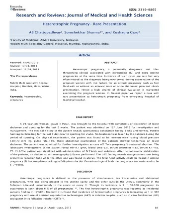 ISSN: 2319 2319  9865 9865  Re  Rese  sear  arch and Revie  and Reviews: Journal  urnal of