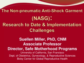 Suellen Miller, PhD, CNM  Associate Professor  Director, Safe Motherhood Programs  University of