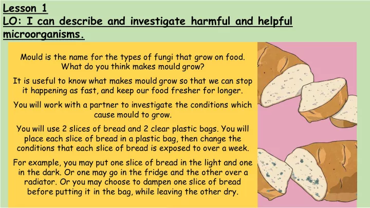 lesson 1 lo i can describe and investigate harmful and