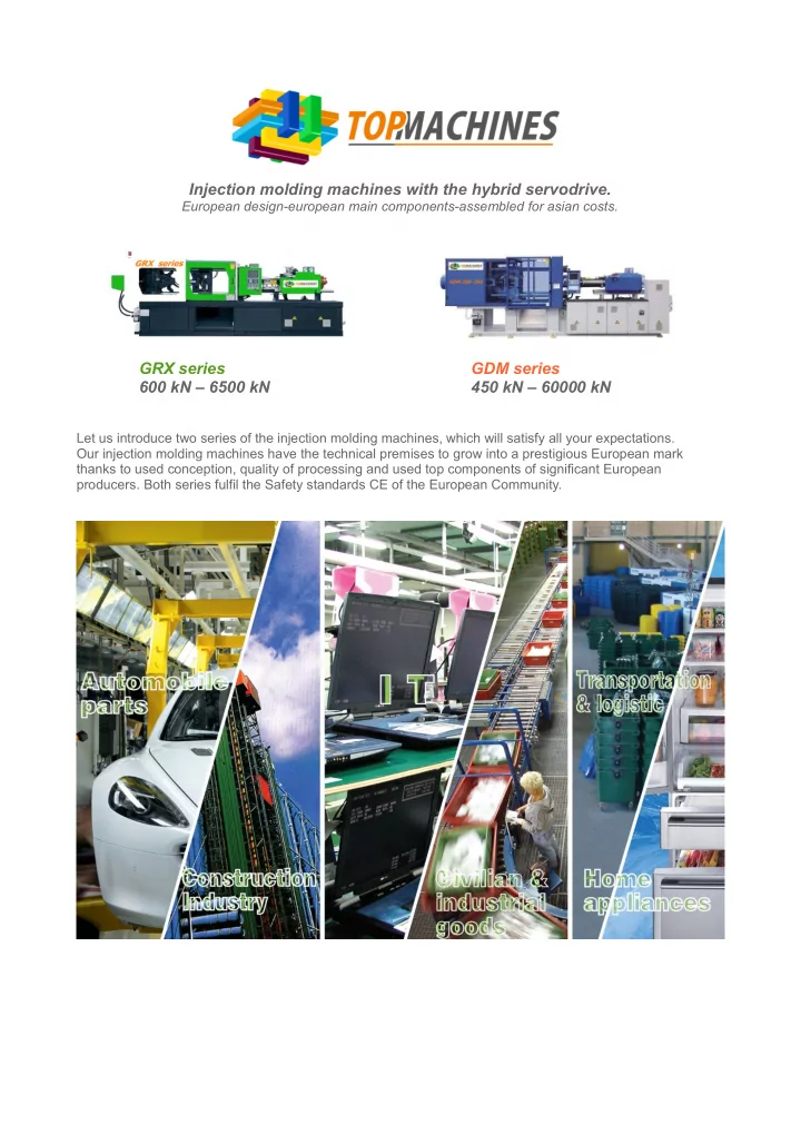 injection molding machines with the hybrid servodrive